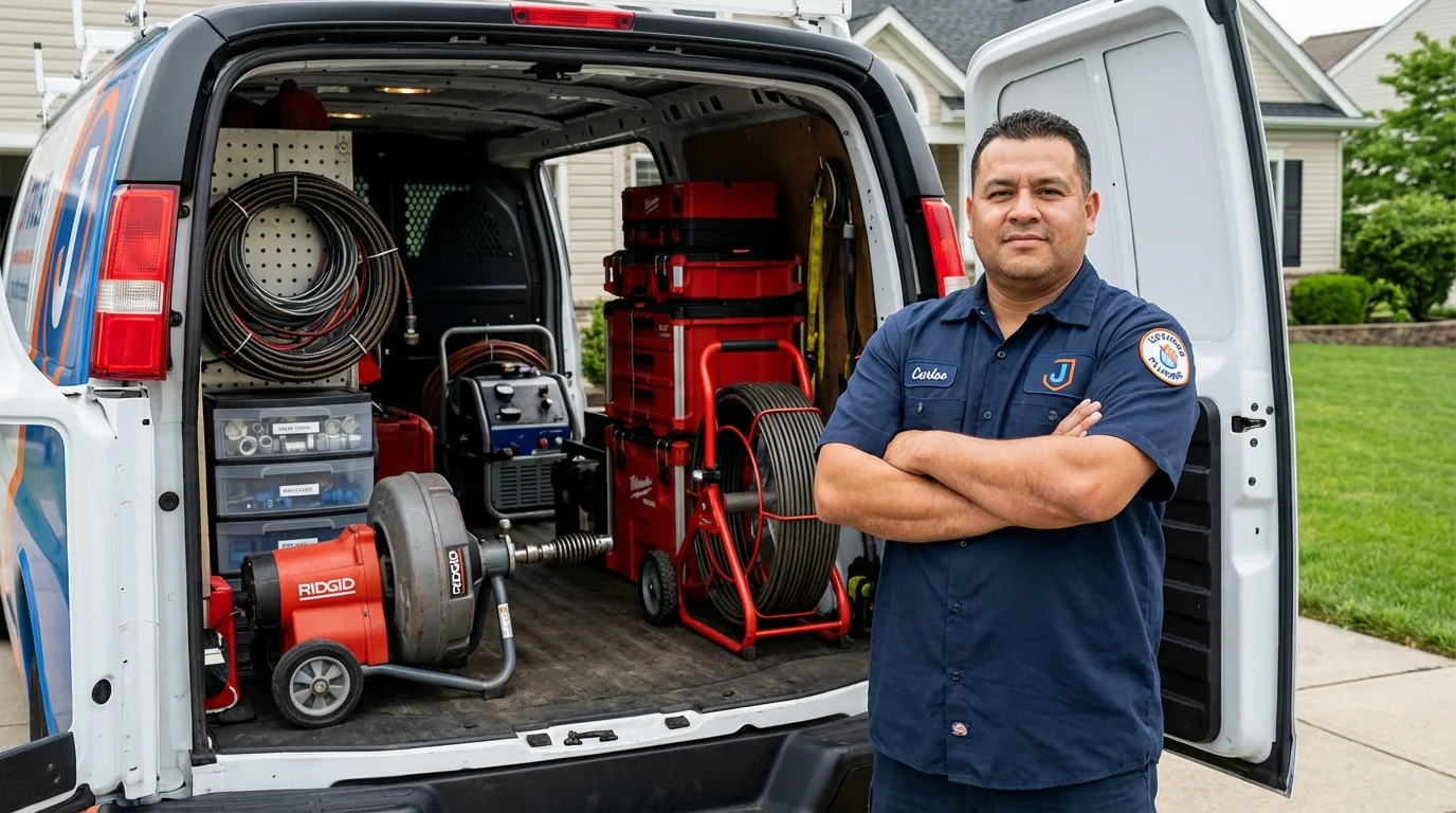 Professional drain cleaning equipment and Johns Plumbing LLC plumber in Pinebluff