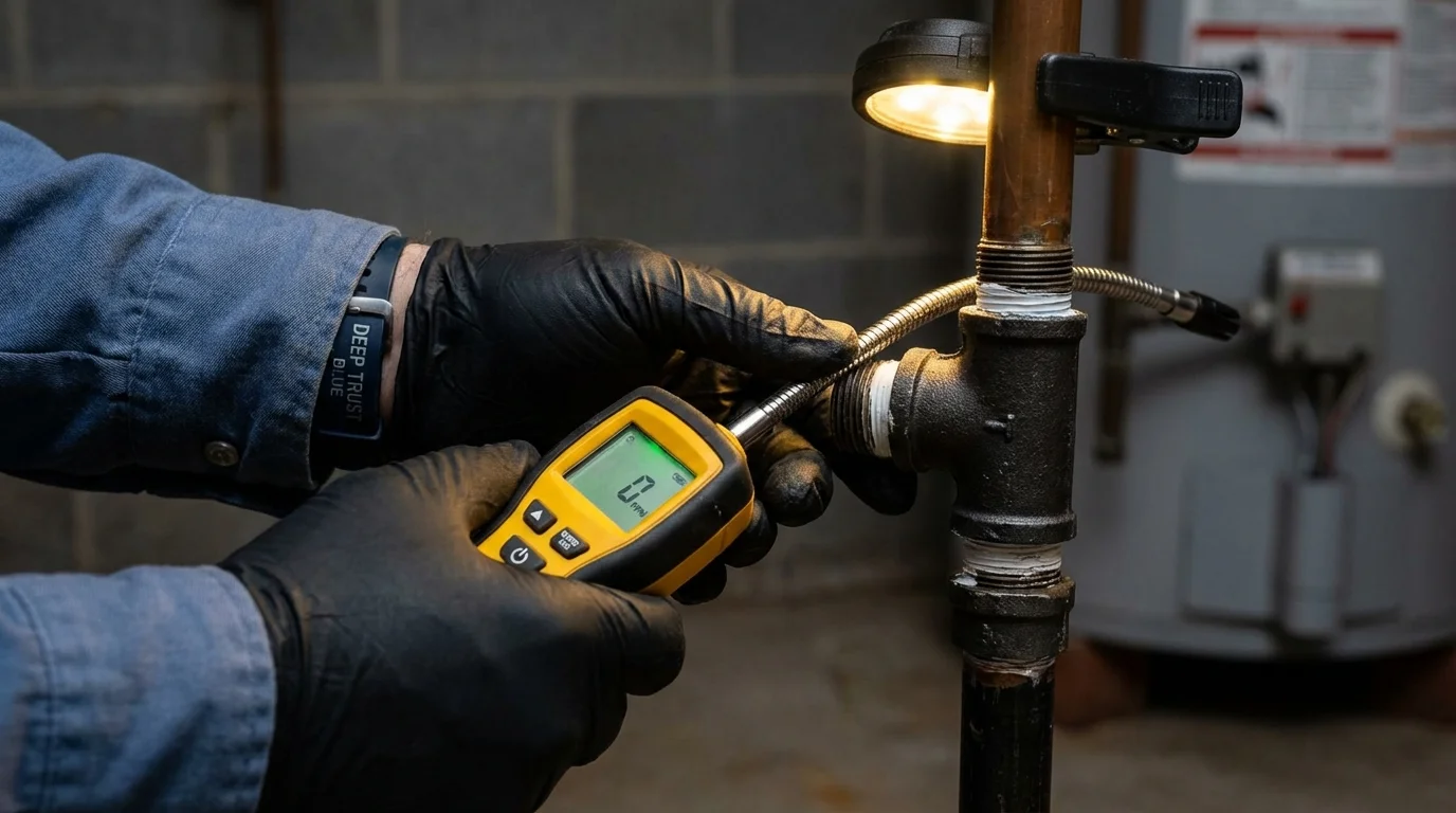 Gas leak detection with electronic sniffer by Johns Plumbing LLC in Pinebluff