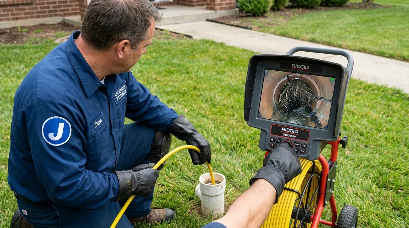 Sewer camera inspection being performed by Johns Plumbing LLC in Pinebluff