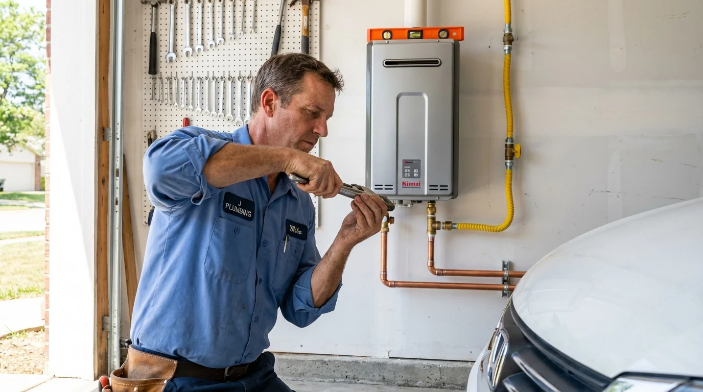 Tankless water heater installation by a Johns Plumbing LLC plumber in Pinebluff